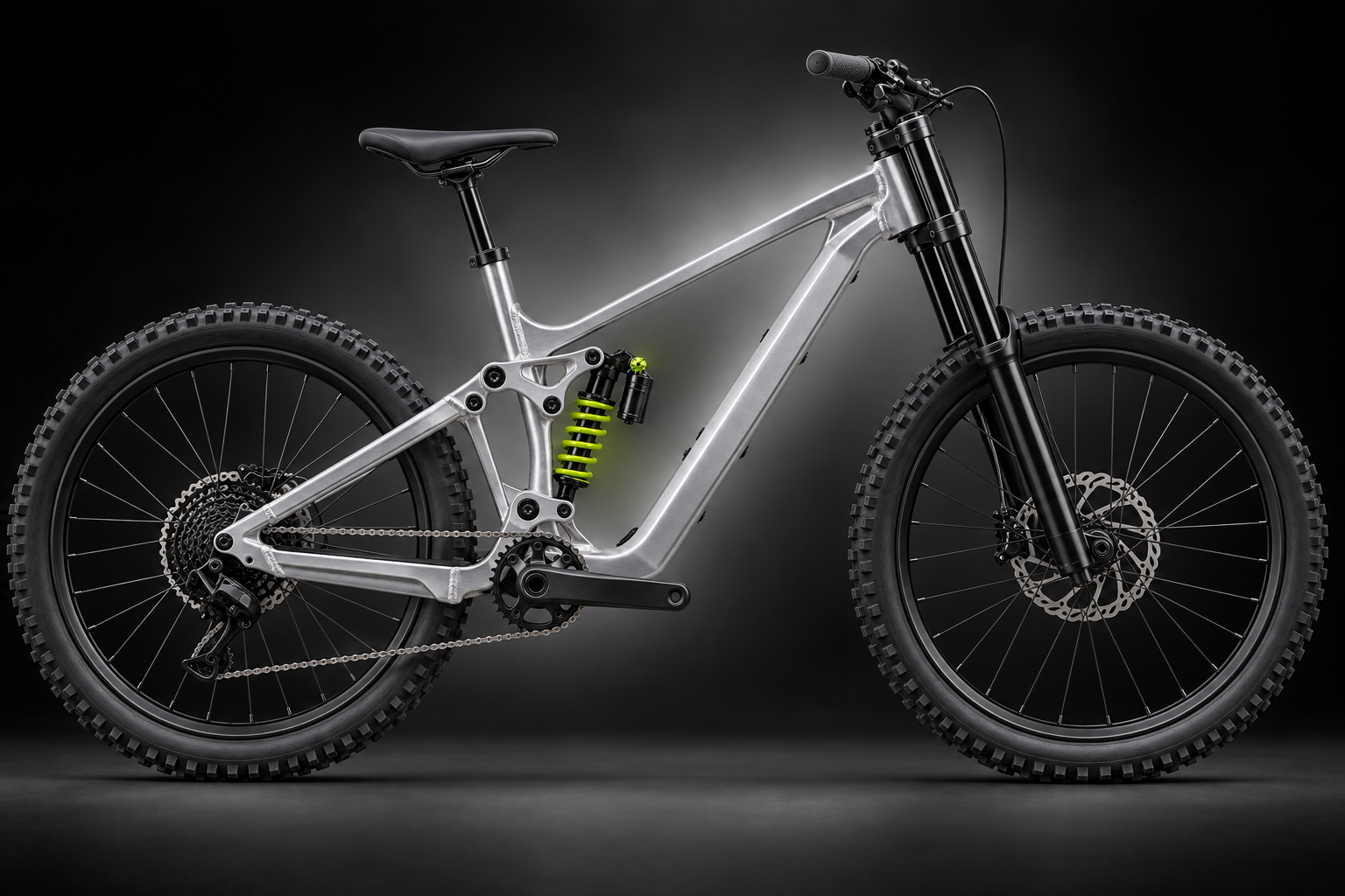 Raw alloy downhill mountain bike